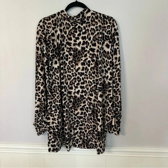 Women’s Boutique Long Sleeve Cheetah Print Open Front Drape Cardigan GUC - Picture 7 of 7